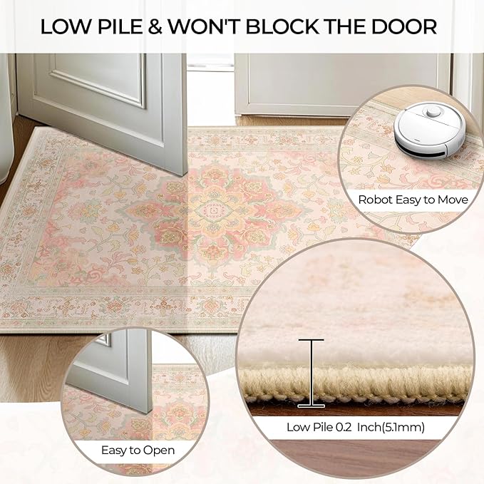 CAPALOCA Machine Washable Rugs Nursery Rug 8x10 Cute Girl Non Slip Low Pile - Image 6