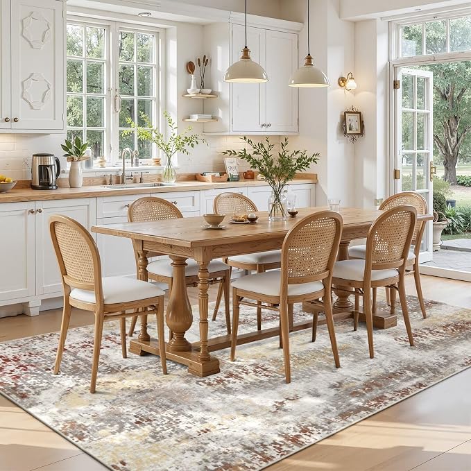 Toneed Abstract Area Rug Modern Washable Rug Soft Non Slip Rug Low Pile - Image 3