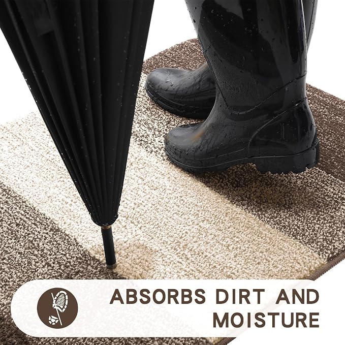 Kitinjoy Indoor Outdoor Door Mat, 44x24 Non-Slip Absorbent Dirt Trapper - Image 2