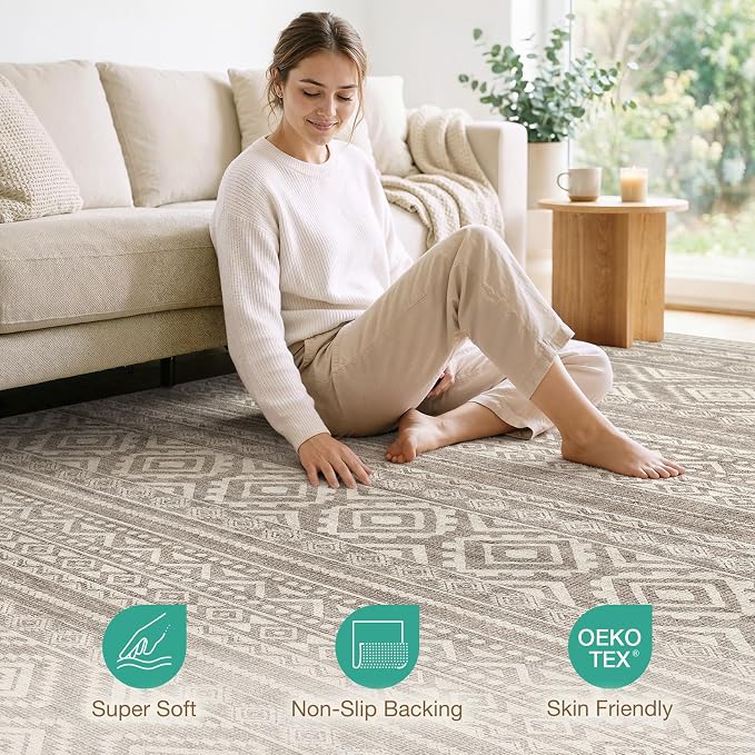 cotiled 5x7 Area Rugs Living Room Rug: Washable Boho Rugs - Image 3