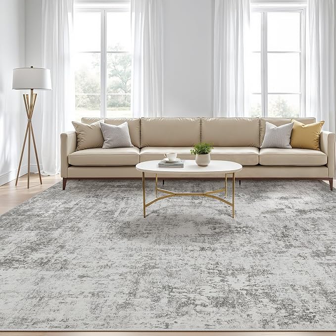 8x10 Area Rugs Living Room: Washable Large Abstract Neutral Modern Soft Rugs - Image 5