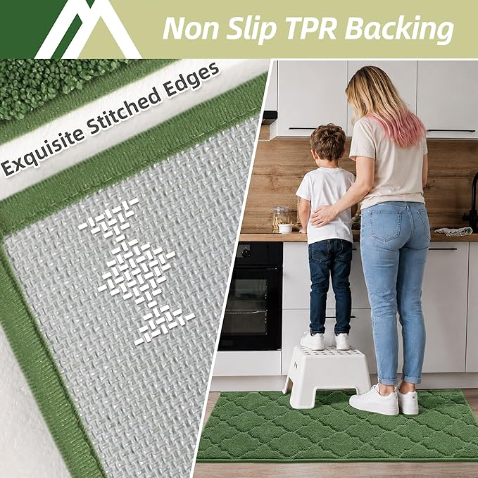 COSY HOMEER Kitchen Rugs 20"x48" Non-Slip Absorbent Soft Kitchen Runner Rug - Image 3
