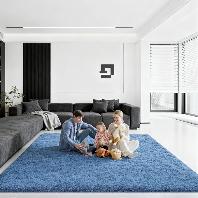 8x10 Area Rugs for Living Room, Large Fluffy Blue Rugs for Bedroom, Fuzzy Shag by Unknown