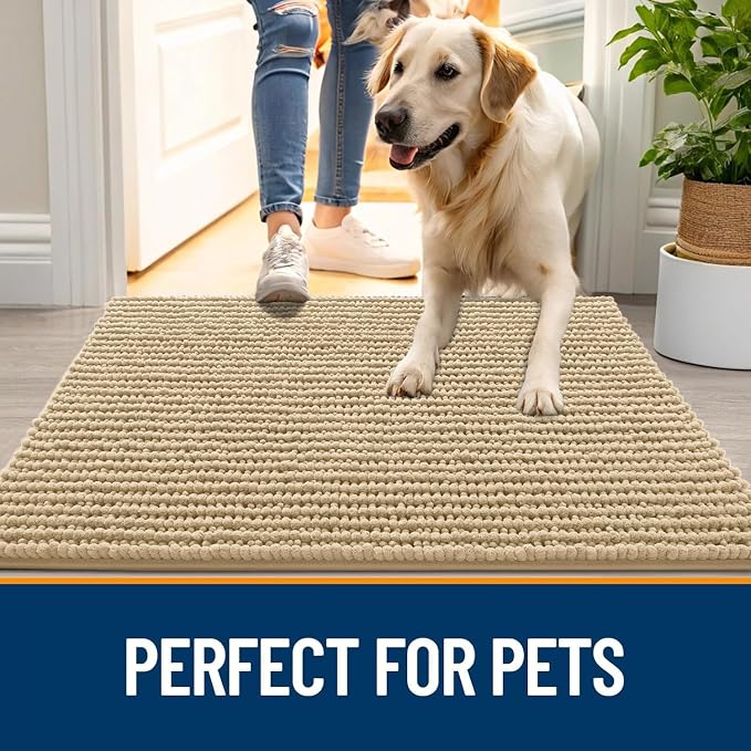OLANLY Dog Door Mat for Muddy Paws 59x24, Ultra Absorbent Chenille Mud Doormat - Image 6