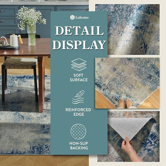 Lahome Modern Abstract Living Room Rug, Washable 8x10 Area Rugs - Image 7