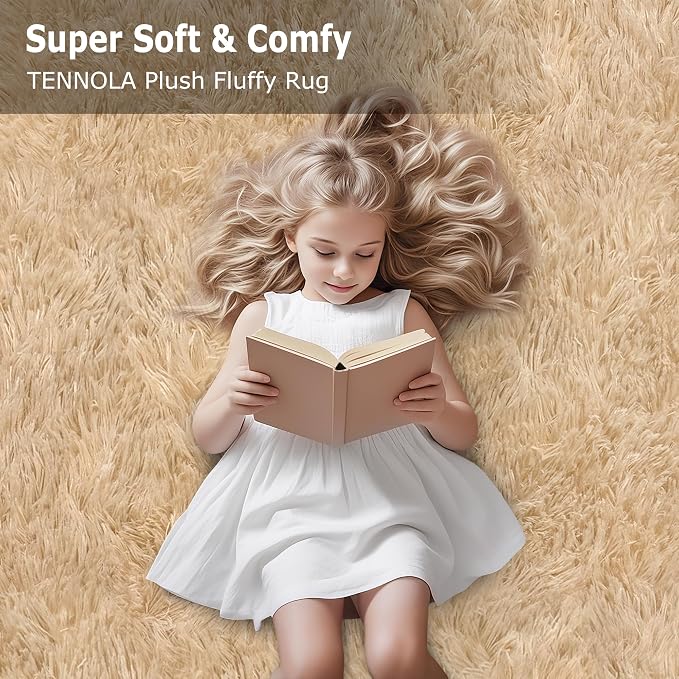 2x6 ft Beige Runner Rugs for Bedroom Living Room, Soft Plush Fluffy Throw Rug - Image 9