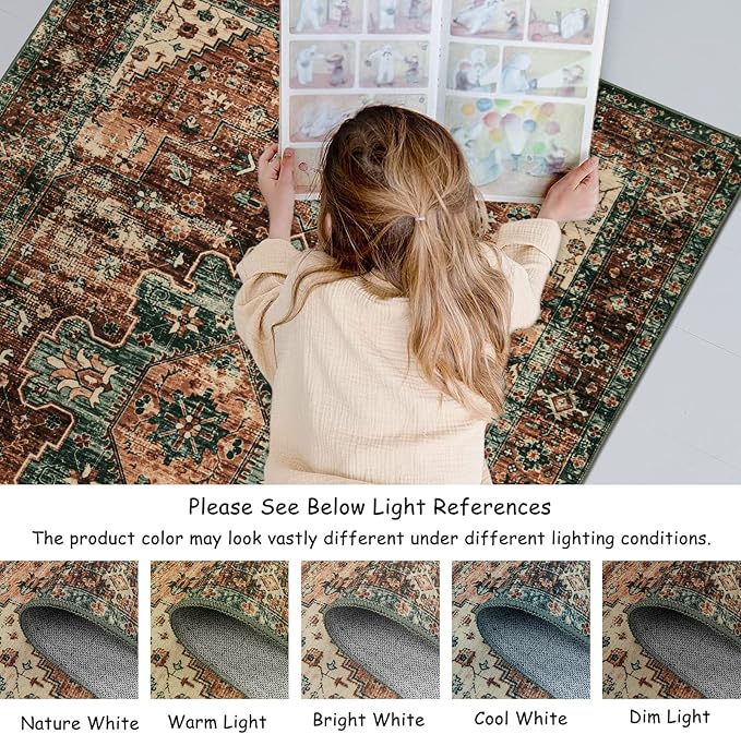 Moynesa Ultra-Thin Washable Vintage Area Rug - Image 6