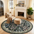 Washable Round Rugs for Bedroom 4ft: Living Room Rug Stain Resistant Non Slip by palohom