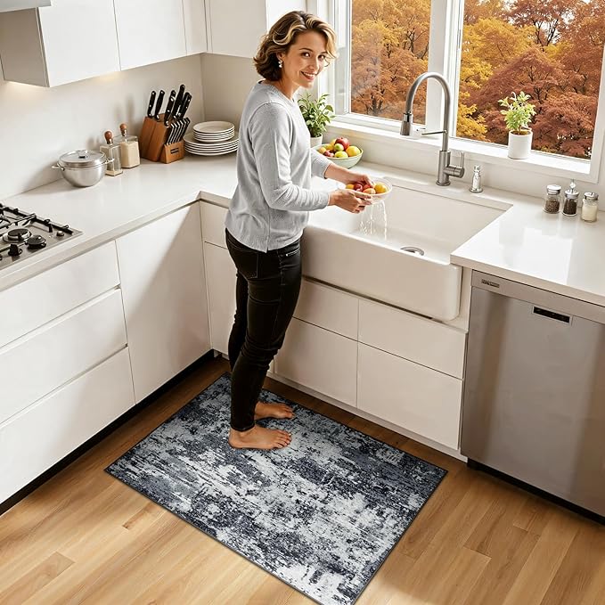 RELEANY Washable Area Rugs 2'x3' Non-Slip Modern Abstract Soft - Image 2