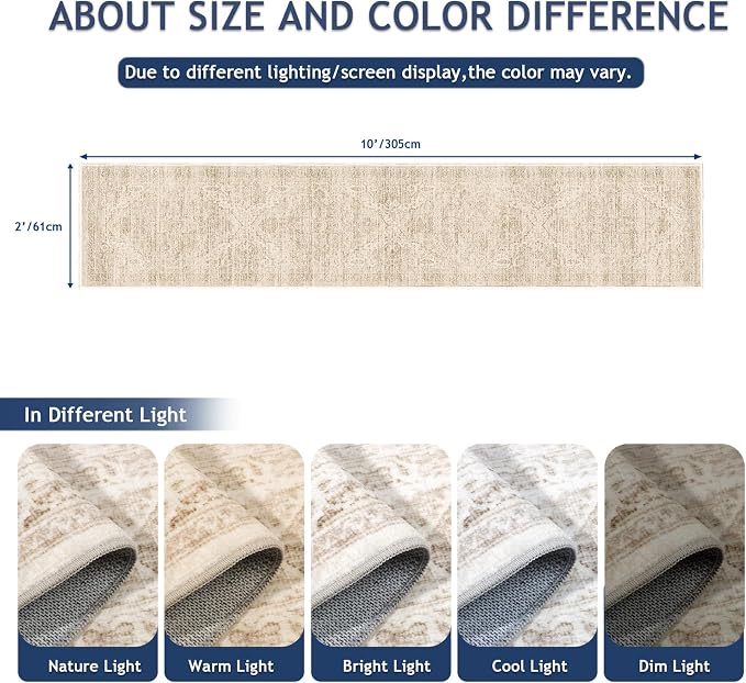 Hallway Runner Rugs for 2x10 Long Rug Runners, Non-Slip Washable Kitchen Runner - Image 2