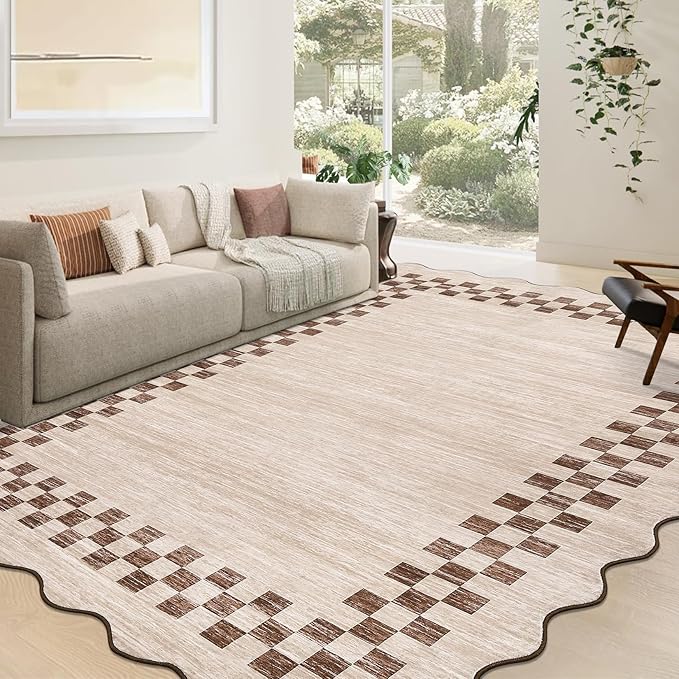 GarveeHome 8x10 Area Rug for Living Room Scalloped Washable Large Bedroom Rug by GarveeHome