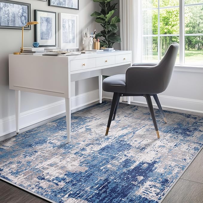 RELEANY Washable Area Rugs 4'x5' Non-Slip Modern Abstract Soft - Image 2