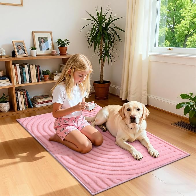 Pauwer Pink Area Rug for Girls Bedroom 2x3 Soft Fluffy Non Slip Machine - Image 7