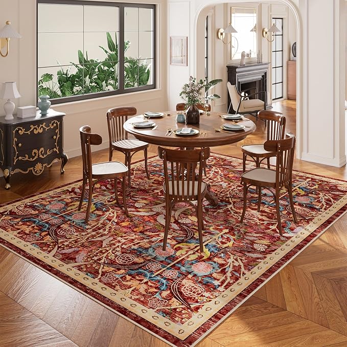 AMTOVO 6x9 Washable Area Rugs for Living Room, Non-Slip Large Soft Boho Floral - Image 4
