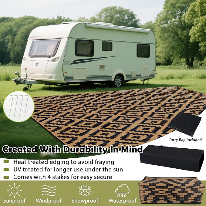 SAND MINE Reversible Mats, Plastic Straw Rug, Modern Area Rug, Large Floor Mat - Image 4