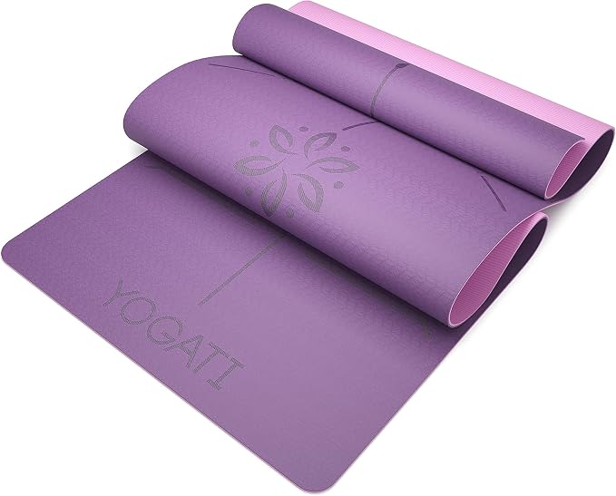 YOGATI® Yoga Mat with Strap with Alignment Lines. Home Workout Mat - Image 7