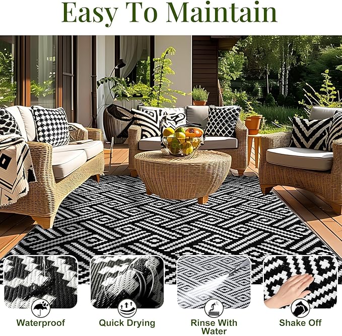 OPPODREAM Outdoor Rug 5x7 Ft, Waterproof Outdoor Plastic Straw Rug - Image 4