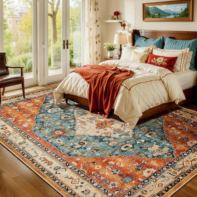 SERISSA 7x9 Area Rugs for Living Room, Large Washable Non-Slip Boho Rug - Image 2