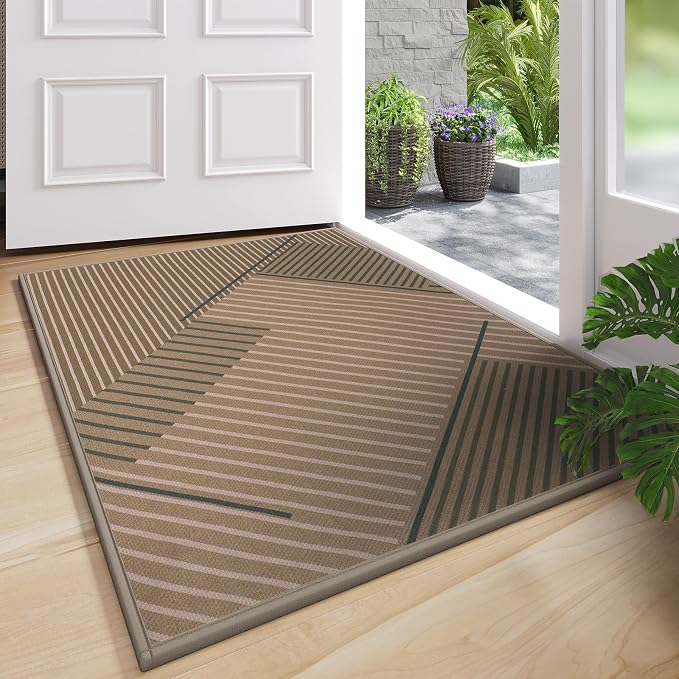 Front Door Mat 17''x30'', Non Slip Absorbent Dirt Resist Washable Low-Profile by QiCaiJia