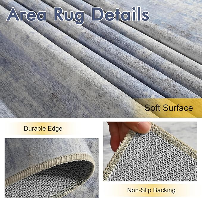 5x7 Ft Area Rugs for Living Room, Soft Non-Slip Washable Rugs Modern Abstract - Image 6