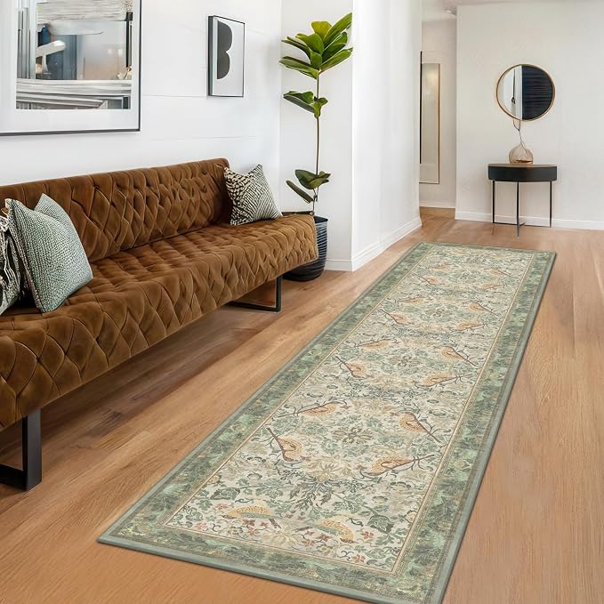 Vintage Sage Runner Rugs for Hallways - Image 3