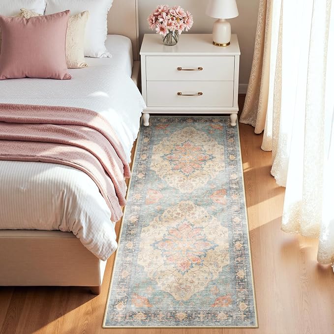 RELEANY Area Rugs Runner 2'x6' Washable Non-Slip, Floral Vintage Distress - Image 3