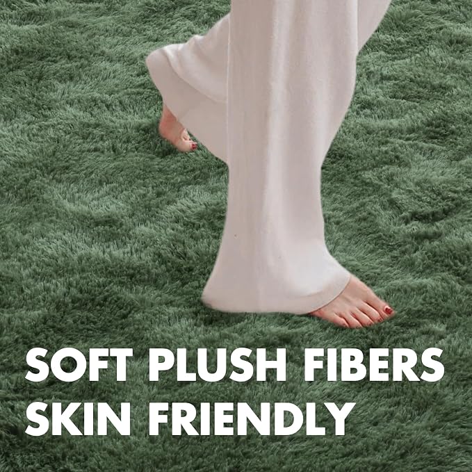 8x10 Ft Extra Large Shag Green Area Rug - Image 4