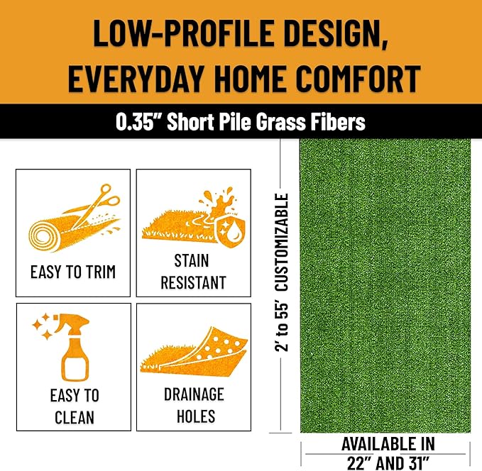 Ottomanson Artificial Grass Runner Lite 22" x 12', Fake Grass - Image 6