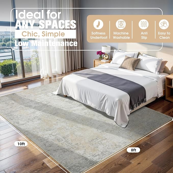8x10 Area Rugs for Living Room Rug Washable: Abstract Large Rug for Dining Room - Image 2