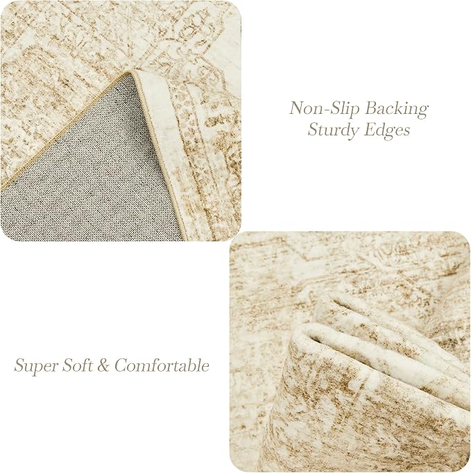 Soalmost 6x9 Area Rug for Living Room Floral Washable Non-Slip Modern Rugs for - Image 5