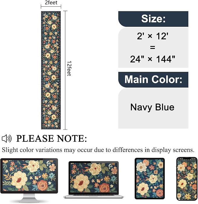 DUKINO 2x12 Washable Runner Rug, Ultra Soft Floral Runner Rug - Image 2
