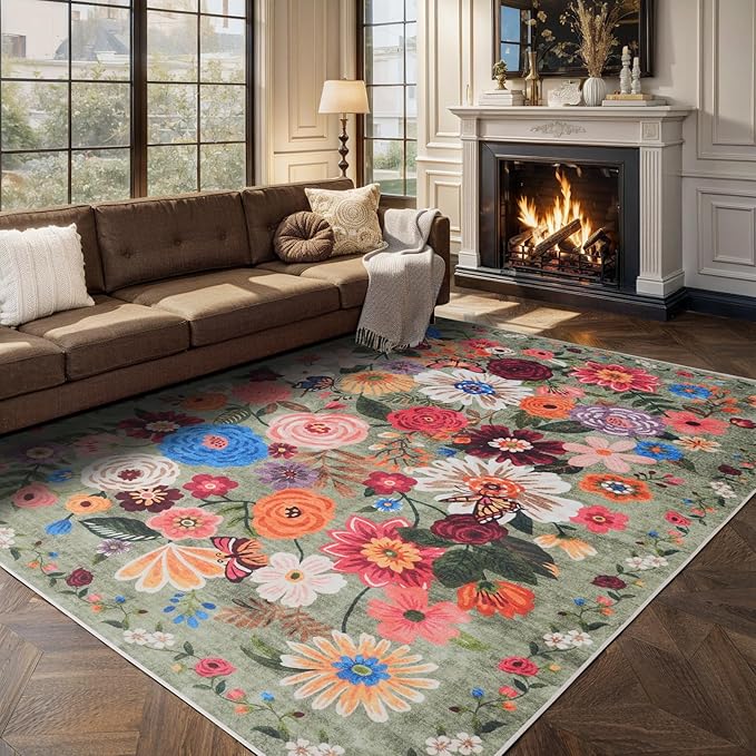 Green Living Room Rugs, Area Rugs 5x7 - Image 6