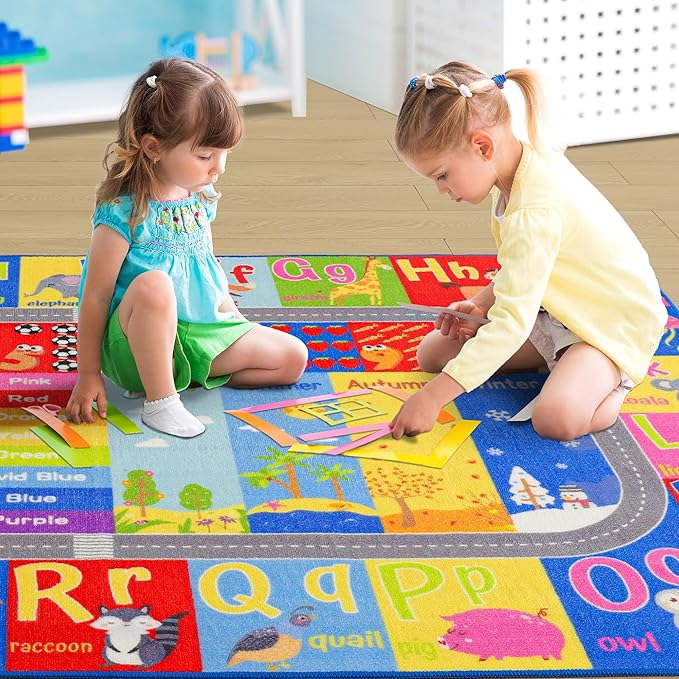 Kids Rug for Playroom Classroom, ABC Alphabet Numbers Play Toddlers Rugs - Image 3