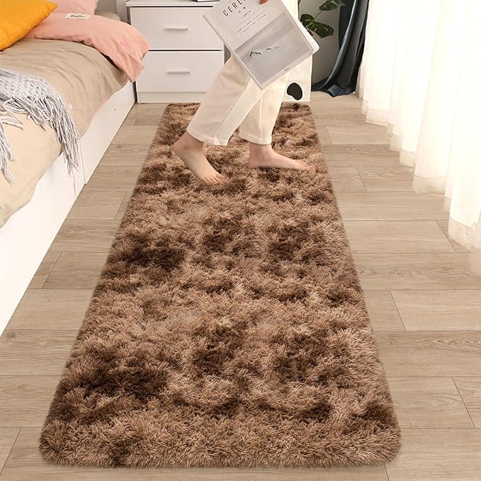 2x6 ft Soft Brown Runner Rugs for Bedroom Living Room Plush Fluffy Rug Shag Rug - Image 8