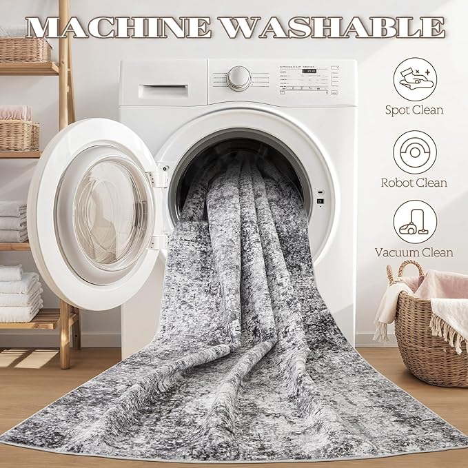 DMOYEST Washable Runner Rug for Hallway: 2.6x10 Neutral Modern Abstract Low - Image 9