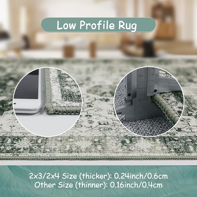 Moynesa Ultra-Thin Washable Gray Hallway Runner Rug - Image 5