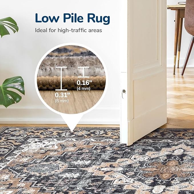 Lessymo Washable Runner Rug for Hallway, Floral Medallion Vintage Rugs - Image 4