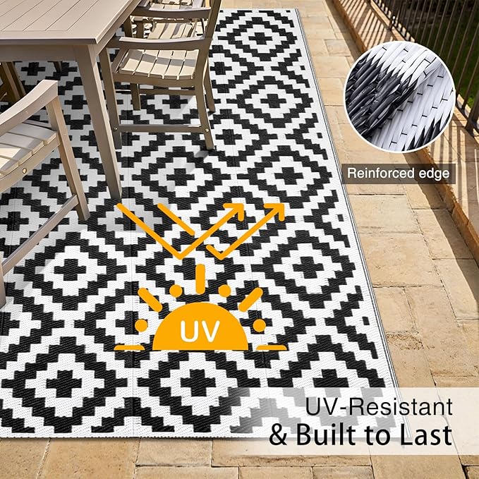 OLANLY Waterproof Outdoor Rug 5x8 ft, Outdoor Plastic Straw Rug - Image 4