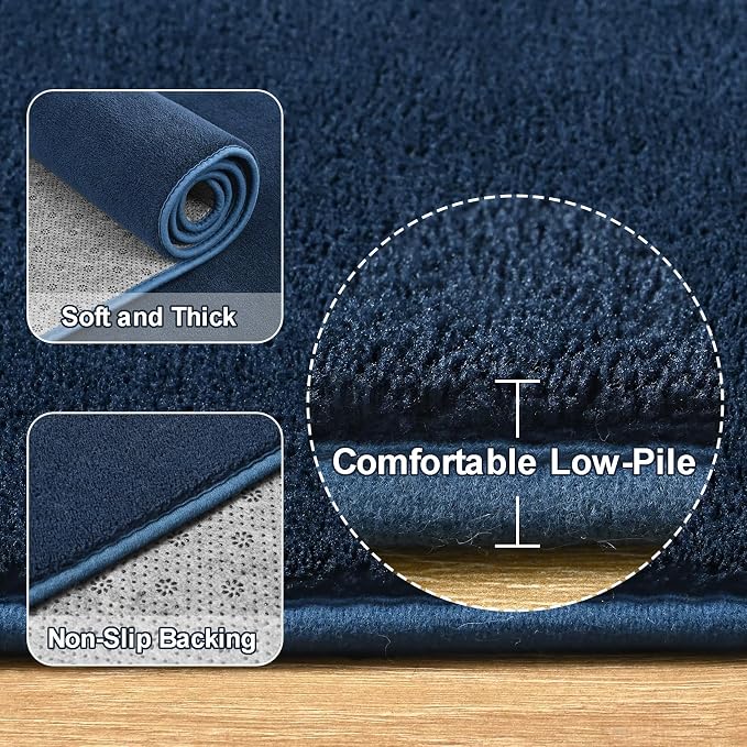 Amearea Modern Area Rugs for Bedroom Living Room, 4x6 Feet Navy Blue Thickened - Image 5