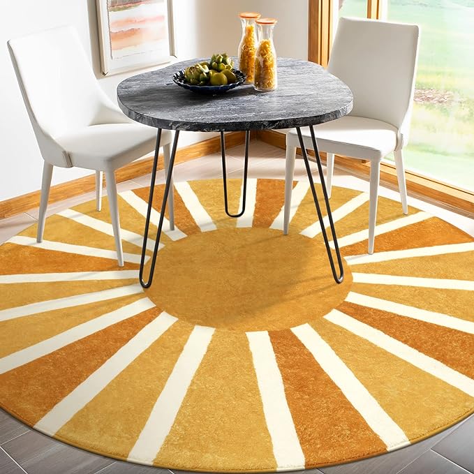 Lahome Boho Round Rugs - 4Ft Washable Non-Slip Small Round Area Rug Throw Soft - Image 4