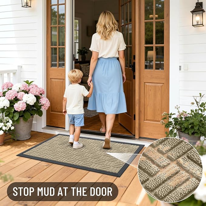 OLANLY Front Door Mat Outside Entrance 47x23, Heavy Duty Sturdy Natural Rubber - Image 7