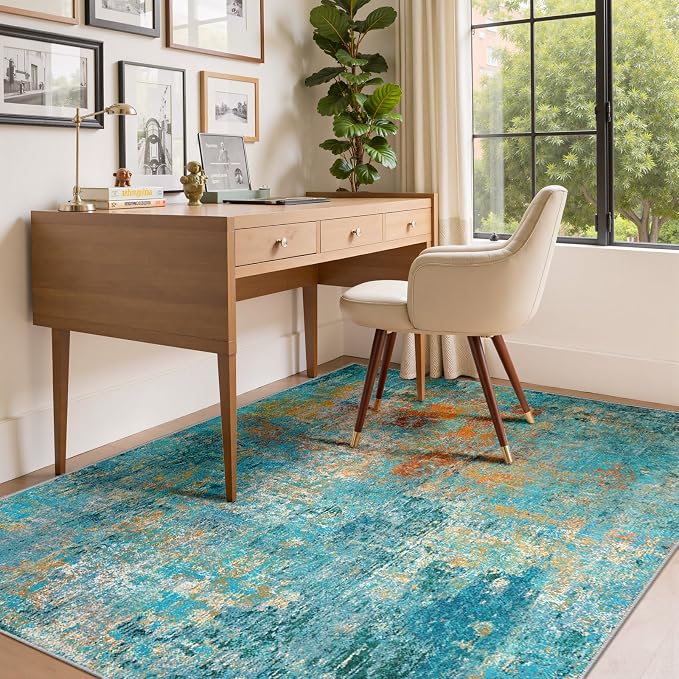 RELEANY Washable Area Rugs 8'x10' Non-Slip Modern Abstract Soft - Image 4