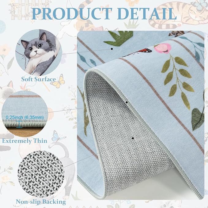 Unirea 9x12 Light Blue Grey Cat Area Rug - Image 4