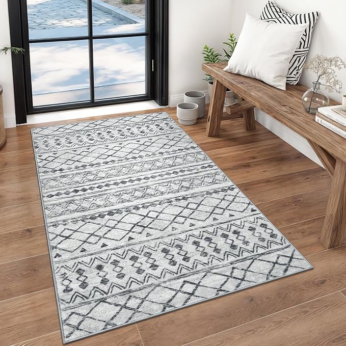 KUTA 3x5 Entryway Rug, Ultra Soft Distressed Geometric Print Throw Carpet by KUTA