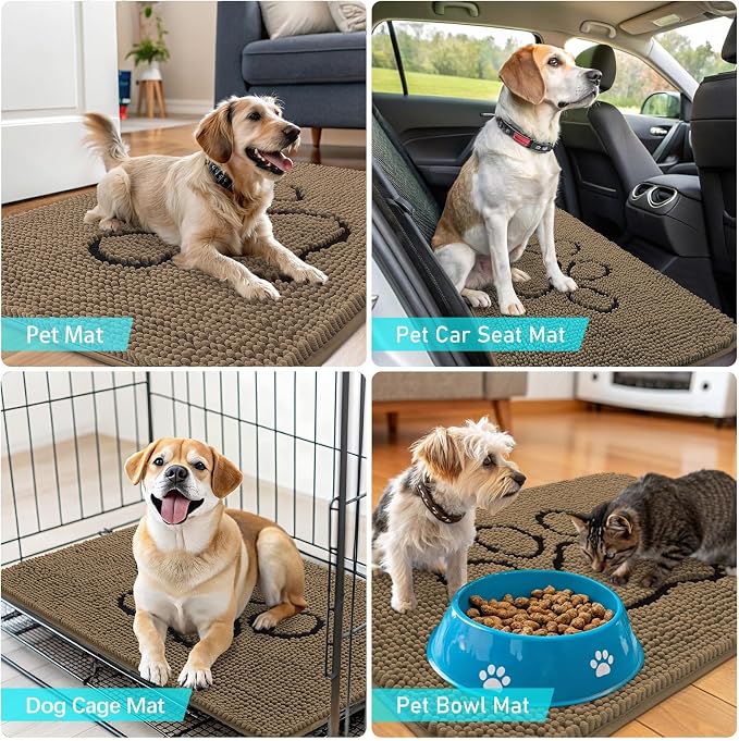 OLANLY Dog Door Mat for Muddy Paws 47x32, Paw Print Design, Absorbs Moisture - Image 7