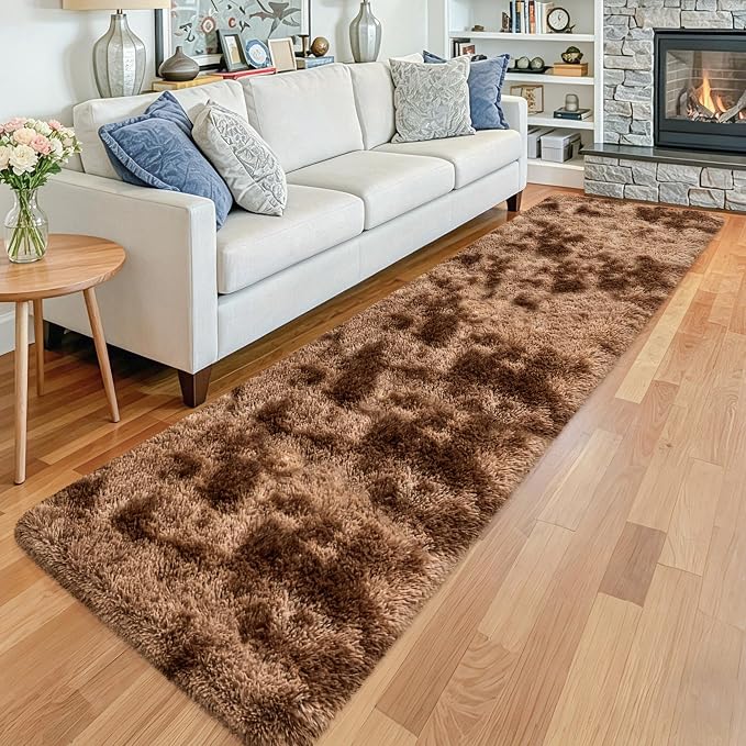 2x10 Feet Soft Fluffy Brown Long Runner Rug - Image 2