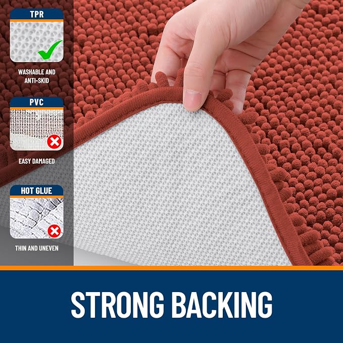 OLANLY Bathroom Runner Rugs 70x24, Soft Absorbent Chenille Bath Rugs, Rubber - Image 6