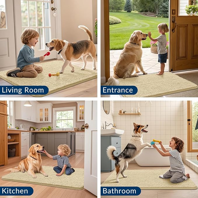 Smiry Dog Door Mat for Muddy Paws 36x24, Absorbent Dirt Trapper, Non-Slip - Image 7