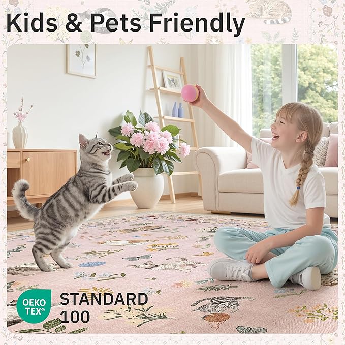 Soalmost Cat 6x9 Pink Area Rugs - Image 5