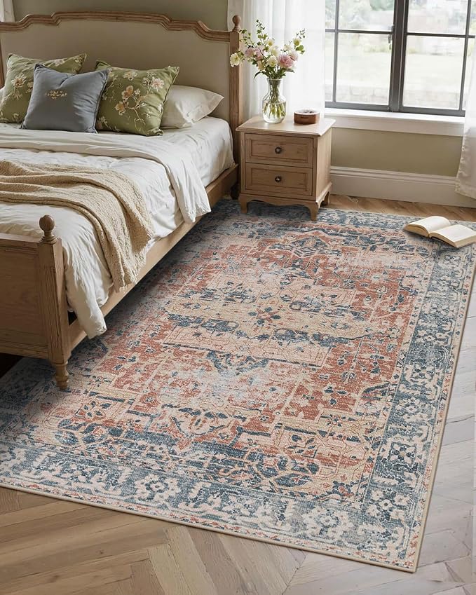 Rugxara 4x6 Rug for Living Room Bedroom, Washable Throw Rugs, Vintage Retro - Image 2